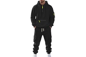 MEDUOLA Chándal Hombre Chaqueta con Cremallera y Capucha Pantalones de Chándal con Bolsillo Conjunto de 2 Piezas Abrigo Cálido Ideal para Otoño e Invierno Casual Deporte