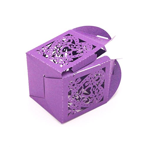 PIXNOR Hochzeit Candy Boxen mit Multifunktionsleiste Dekorationen – 50 Stück (Lila) - 3