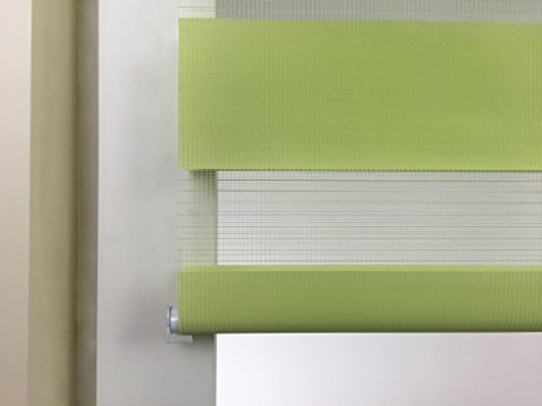 Doppelrollo Duo Rollo Jalousie Seitenzug Rollo Kettenzugrollo von Mass-Gardinen-Shop, Klemmfix ohne Bohren mit Klemmträger 75x150cm (Light Green) - 6