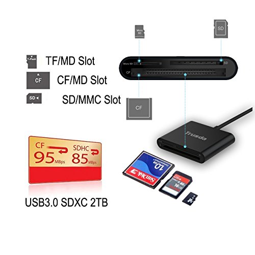 Trusda CR2C Type C superschnelles Aluminium-USB 3.0 3-in-1 Katenlesegerät für SD/CF/Mikro-SD - 7