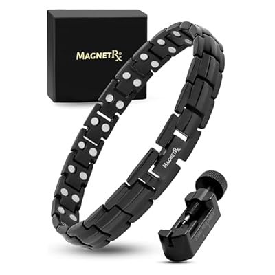 Magnetrx® Women's Ultra Strength Magnetic Bracelet - Effective Titanium Magnetic Bracelets For Women - Adjustable Bracelet Length With Sizing Tool For Perfect Fit (black)