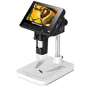 Koolertron 4.3 inch Full Color LCD Digital USB Microscope with 10X-600X Magnification Zoom,8 LED Adjustable Light,Rechargeable Lithium Battery,Micro-SD Storage,Camera Video Recorder