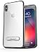 Produktbild Encased Transparent iPhone XS MAX Handyhülle Crystal Clear Hybrid Slim Case [Reveal Series] Schutzhülle & Cover Hülle mit hochwertigem Metall Rahmen mit Ständer, Kick Stand in Transparent-Silber