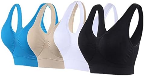 Bralette Plus Size WireFree Sport Bra Seamless Maternity Hight Impact Blue Black Nude White 4 set (XXXL)