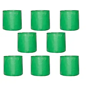 Leafy Tales HDPE Grow Bags, Green Color 9 x 9 inches, 8 Pieces