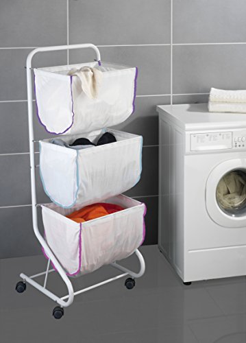 WENKO 62080100 Wäschesammler Escala – mit 3 Körben, pulverbeschichtetes Metall, 44 x 126 x 46 cm, Weiß - 3