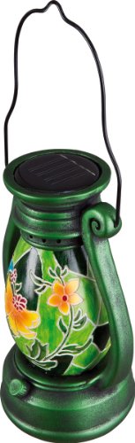 insatech Solar LED Laterne Windlicht Solarleuchte mit Blumenmuster grün - 2