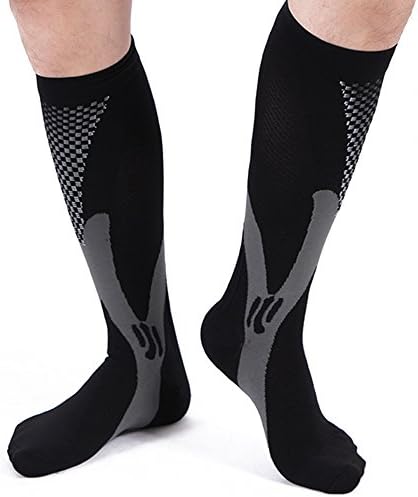 Graduated Compression Sports socks for Men and Women Best for Running Biking-Bike Marathon Nurse Flight Travel Shin Splints Football- Knee High Socks Recovery Arthritis Athletic Pain Plantar Fasciitis Support (black XXL)