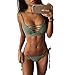 Produktbild Beachwear Damen, Sunday Frauen Bikini Set Bademode Push-Up Gepolsterter Fester BH Badeanzug Beachwear Solide Farbe Reizvolles Bikinis (S, Grün-3)