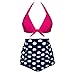 Produktbild Bikini-Set, LANSKIRT Damen Retro Stil Polka-Punkt mit Hoher Taille Badeanzug Bikini Set (S, Rose)