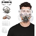 Flexi Madhav Gas Mask Set Respirator with Filters and Goggle Activated Carbon Mask Gas Mask Paint Respirator for Epoxy Resin, Wall Painting, Welding, Polishing, Spraying,