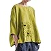 Produktbild Frauen Casual Plus Size Solide Print Leinen Lose Tägliche Bluse Strand Shirt Tops Einfarbiges Langarmhemd Aus Baumwolle Und Leinen In Übergröße Mit Rundhalsausschnitt Und T Shirt Aufdruck