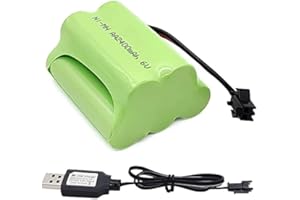 YUNIQUE GREEN-CLEAN-POWER YUNIQUE ITALIA 1 Pezzo Batteria 6V AA, pacco batteria Ni-MH ricaricabile, batterie ad alta capacità 2400 mAh, spina SM 2P RC Boat RC Bus Connettore SM 2P + Cavo USB