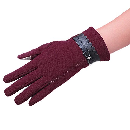 Preisvergleich Produktbild Weihnachtsgeschenk Frauen Handschuhe SHOBDW Mode Frauen Bowknot Winter warme Handschuhe Fäustlinge (Rot)