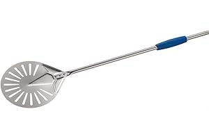 Gi.Metal Palettino per Pizza Professionale Linea Azzurra I-20F/75, Testa 20 cm, Lunghezza Manico 75 cm, Peso 0.55 Kg, Testa e Manico in Acciaio Inox Altamente Resistente