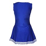 SODIAL(R)Maedchen Frauen Sexy aermel Cheer Cheerleader Kostuem XS 28-30 Fussball Kleidung - Blau - 