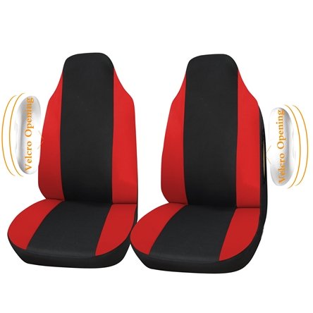 MR E SAVER© Black / Red Race Deluxe Foam Cloth Front Seat Covers Protectors Pair MRE11REDRCE150
