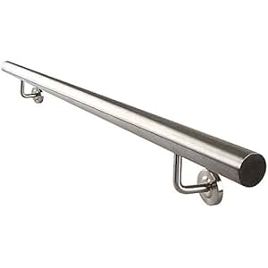 Corrimano In Acciaio Inox Per Scale - Ringhiera Con 3 Barre Trasversali, 160cm, Per Interni Ed Esterni