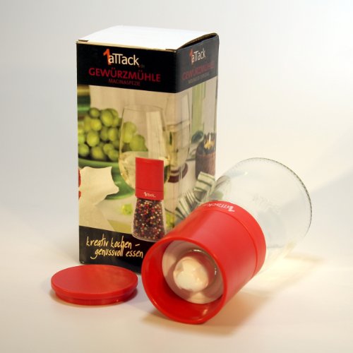 Pfeffermühle Salzmühle Gewürzmühle unbefüllt mit Keramik Mahlwerk in Geschenk Verpackung 140ml Höhe 13.5cm – rot - 2
