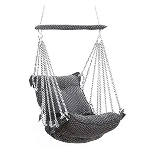 Faburaa Piccolo Cotton Swing for Kids 0-3 Years, jhula for Baby, Safe and Leg Lock Mechanism, Cotton Filling for Comfort of Kids, (Color- Black)