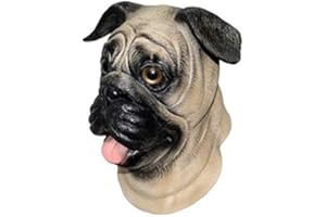 The Rubber Plantation TM 619219293464 Pug Dog Latex Mask Canine Animal Halloween Pet Fancy Dress Costume Accessory, Unisex-Adult, One Size