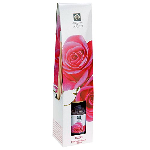 Raumduft Rose Diffuser Lufterfrischer Duftspender Duftöl Aromen 100ml 8 Holzstäbchen dekorativer Glasflakon - 2