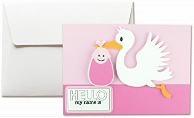 Stork baby girl - pink - welcome - greeting card (6" x 4,1") - hand made card - blank inside.