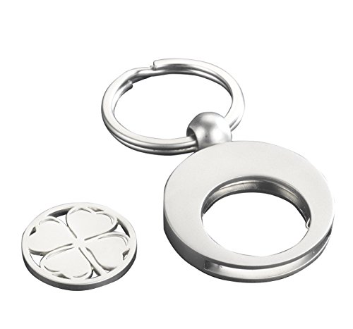 Preisvergleich Produktbild Wenko Schlüsselanhänger Glücksklee mit Einkaufswagen-Chip, Schlüsselring mit Metallchip, Metall - Silber