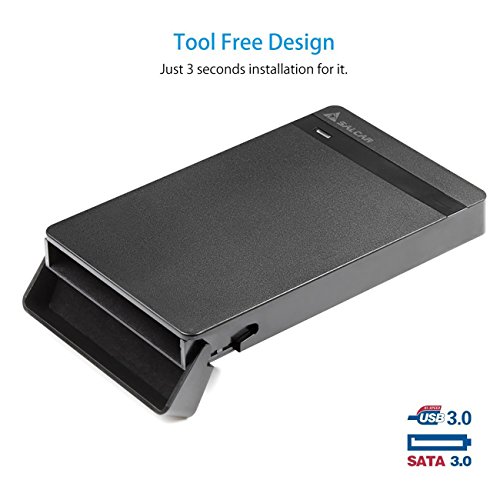 Salcar 2,5 Zoll USB 3.0 HDD SSD Festplattengehäuse für 2,5″ SATA HDD und SSD mit USB 3.0 Kabel, werkzeuglos (Schwarz) - 2