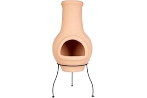 GENERIC Large La Hacienda Bennito Clay Chimenea - Tall Traditional Mexican Log Burner (BBQ Terracotta Fire Pit, Garden Patio Heater Stove)