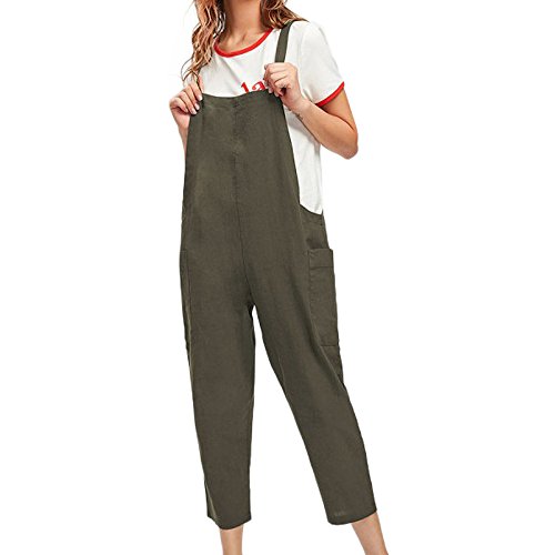 HCFKJ Monos Mujer Verano Peto Casual para Mujer Bolsillos De AlgodóN Sueltos Mamelucos Mono Pantalones