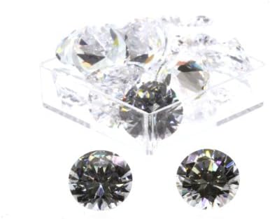10 mm Diamond White Round Brilliant Cut Cubic Zirconia Gem Stones Pack of 2