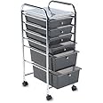 Advantus : Portable Six-Drawer Organizer, Chrome Metal Frame/Drawer Pulls, Smoke Drawers -:- Sold as 2 Packs of - 1 - / - Total of 2 Each