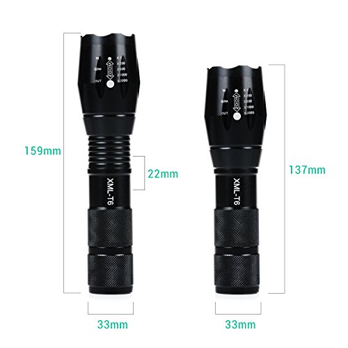 LEMEGO Taschenlampe 10W T6 LED Leistungsfähige Wasserbeständige Tragbare Handheld Einstellbare Fokusweite Taschen Lampe mit 5 Leuchtmodi für Radfahren, Camping, Wandern etc. - 2