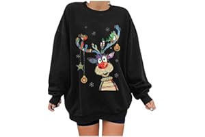 Générique Pull Noël Femme Drole Pull Noel Rigolo Femme Pull de Noel Femmes Ugly Christmas Jumper de Noel Col Rond Moches Pullover Moche Sweat Shirt Noel Sweatshirt Imprimé Manche Longue