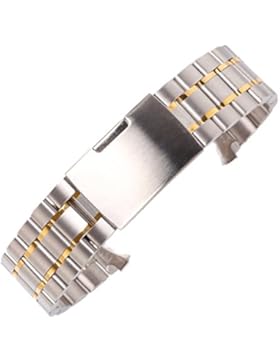 20mm reizend gebürstet Uhrenarmband Armband aus massivem Edelstahl in zwei Tönen Silber und Gold gebogene Ende