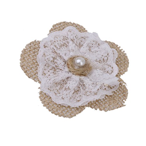 Hessischen Sackleinen Hochzeit Dekor Spitze Blumen by LUOEM - 6