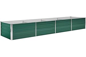 vidaXL Letto Rialzato Giardino in Acciaio Zincato 320x80x45 cm Verde Fioriera