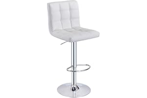Panana Barstool Gas Lift Swivel Stool without Armrest for Home Bar Pub Breakfast (1, White)