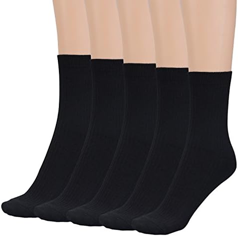 LHZY Men's 5 Pair Pack Cotton Rich, Comfortable, Breathable, Everyday, Plain Designer Crew Socks