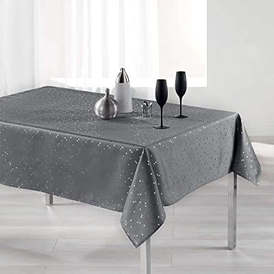 Douceur d'Intérieur NAPPE RECTANGLE 150 x 200 CM SHANTUNG IMPRIME SAFINA GRIS/ARGENT