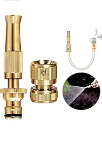 DAMEQIL Brass Nozzle Water Spray Gun Water Jet Hose Nozzles 1/2 INCH Hose Pipe Spray Gun High. Pressure Water Gun for Car,Bike,Window garding Cleaning Sprayer and Plants Sprayer