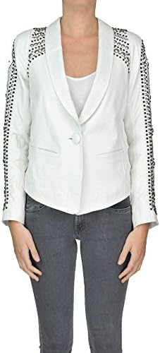 NOUR HAMMOUR Women's Mcglcsl02016i White Leather Blazer