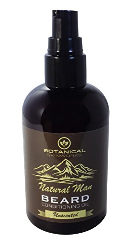Natural Man Unscented Beard Oil 4oz - All Natural Beard Conditioner (No Added Fragrance) by Botanical Skin Works