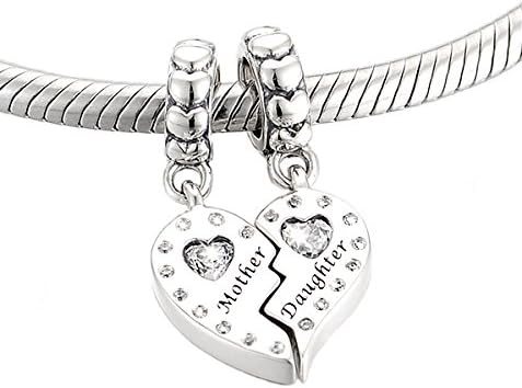 De'Lageo Mother Daughter Heart Dangle Charm