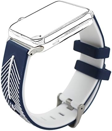 Bands for Apple Watch Series 3 42mm, MeiC Power Sports Outdoor Silicone Rubber Smart Watch Wrist Bands Feather Texture Breathable Bracelet Replacement Accessories Straps for Apple iWatch Series 1 / 2 / 3, Sport, Edition - Blue/White