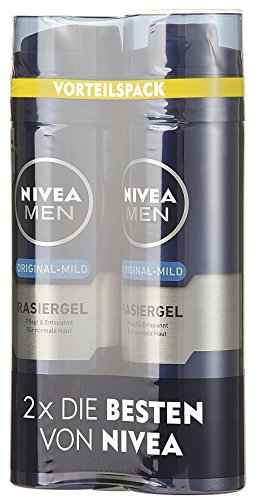 NIVEA Men, 2er Pack Rasiergel für Männer, 2 x 200 ml Spender, Original-Mild