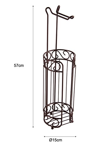 axentia WC-Ersatzpapierrollenhalter Nostalgie für 4 Rollen -Toilettenpapierrollenhalter ohne Bohren – Küchenrollenhalter stehend 57 cm hoch – Klopapierrollenhalter in Bronze-Ton – Metall-Rollenhalter für Bad & Küche - 8