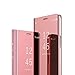 Produktbild COTDINFOR LG V40 Hülle Spiegel Ledertasche Handyhülle Clear Cool Männer Mädchen Flip Ständer Etui Case Slim Schutzhüllen für LG V40 Mirror PU Rose Gold MX.