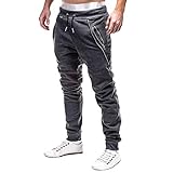 Jogginghose Herren,Shorts Herren Cargo,Herren Hose Cargo Jogging Pants Lange Hose Slim Fit Sweatpants,2XL,Dunkelgrau